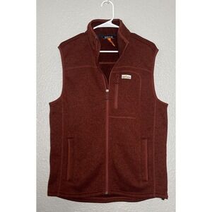 Orvis Sweater Vest Men's Size Medium Burnt Orange Full Zip Fleece Lined